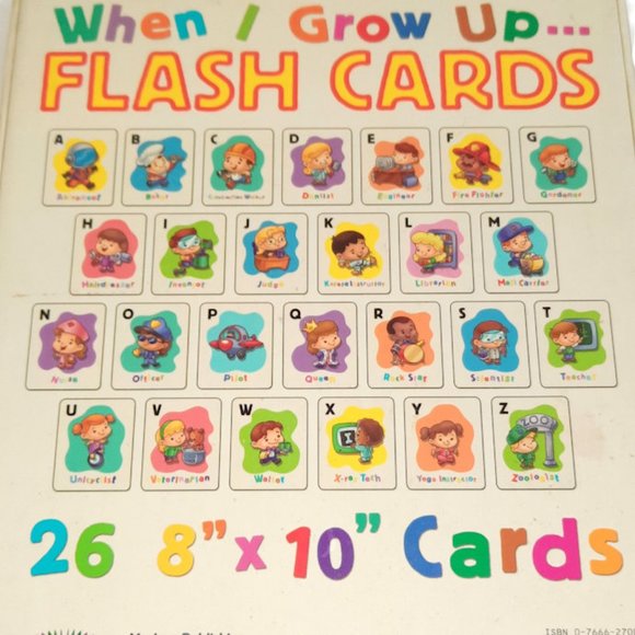 ALPHABET WHEN I GROW UP FLASH CARDS WALL ART 26 8" x 10" - Picture 4 of 6